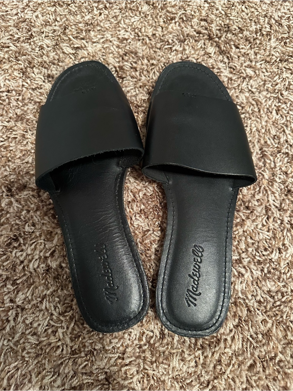 Madewell Black Slide Sandals - Smooth Leather Upper